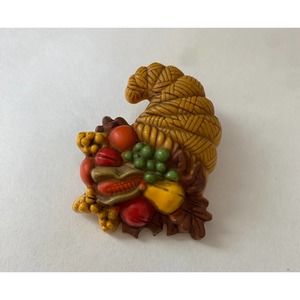 Vintage Fall Thanksgiving Cornucopia pin brooch Hallmark